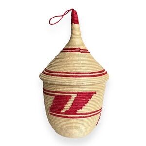 BWIZA Woven Basket Symbolize Hard Work Beauty Honor of the‎ Women Red Natural